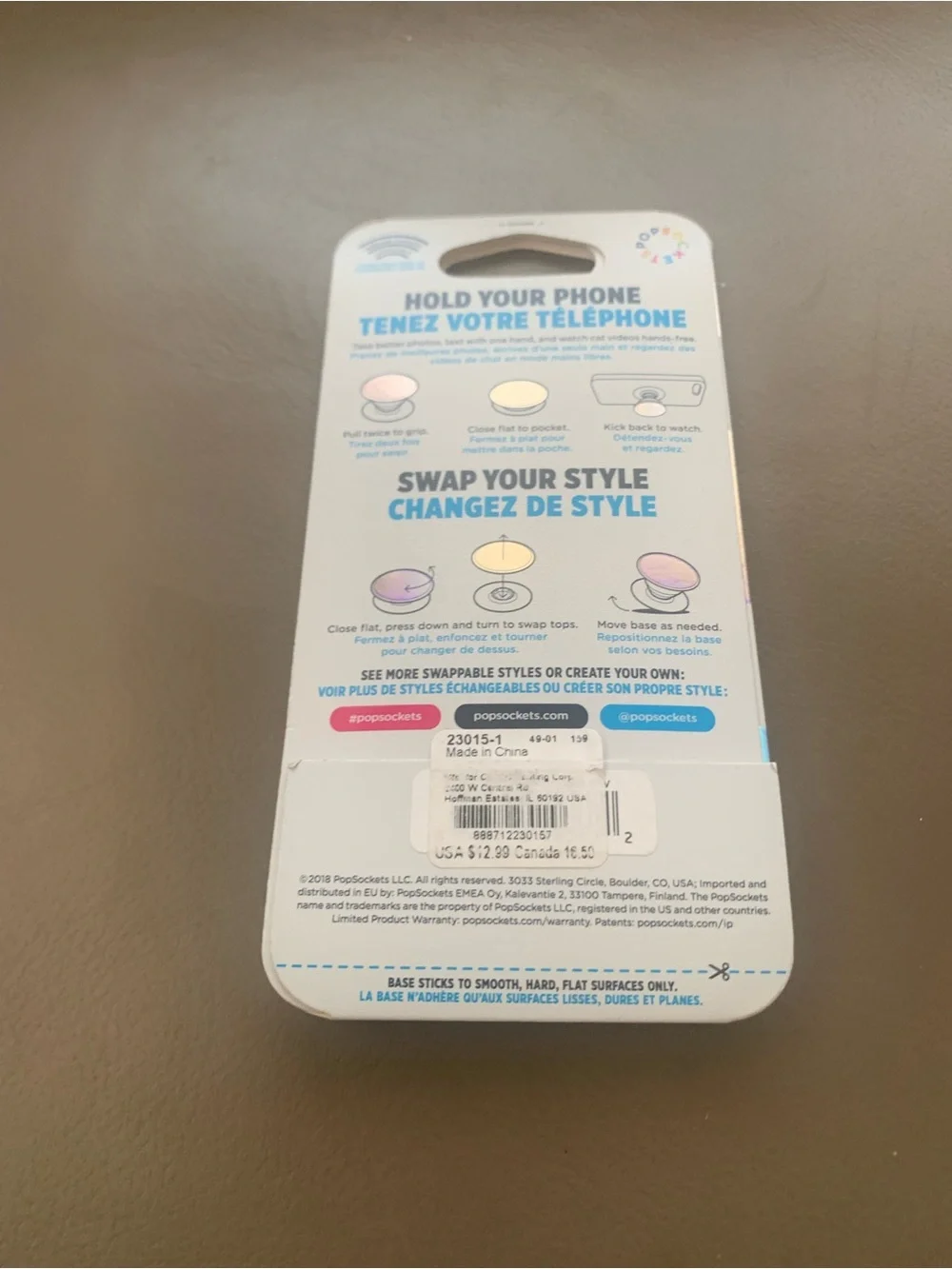 PopSocket PopGrip Sequin Phone Grip in Iridescent Pink and Blue